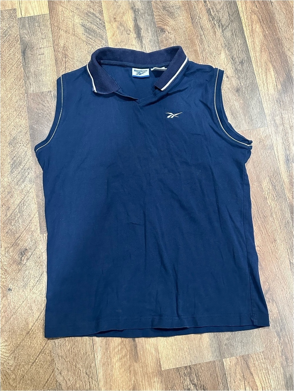 Reebok Navy Sleeveless Polo with White Piping